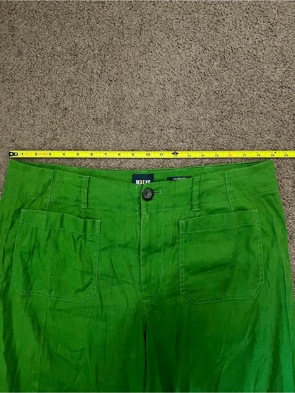 Anthropologie By Maeve The Colette Linens Crop Wide-Leg Green Pants Size 16 - Picture 7 of 13